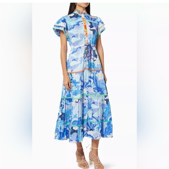 CeliaB Vibrant Blue and Orange Maxi Dress - Picture 1 of 8